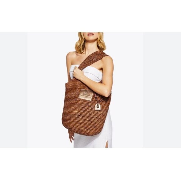 KURT KEIGER London raffia hobo shoulder bag + Dust bag Brown (Defective) - Picture 2 of 10